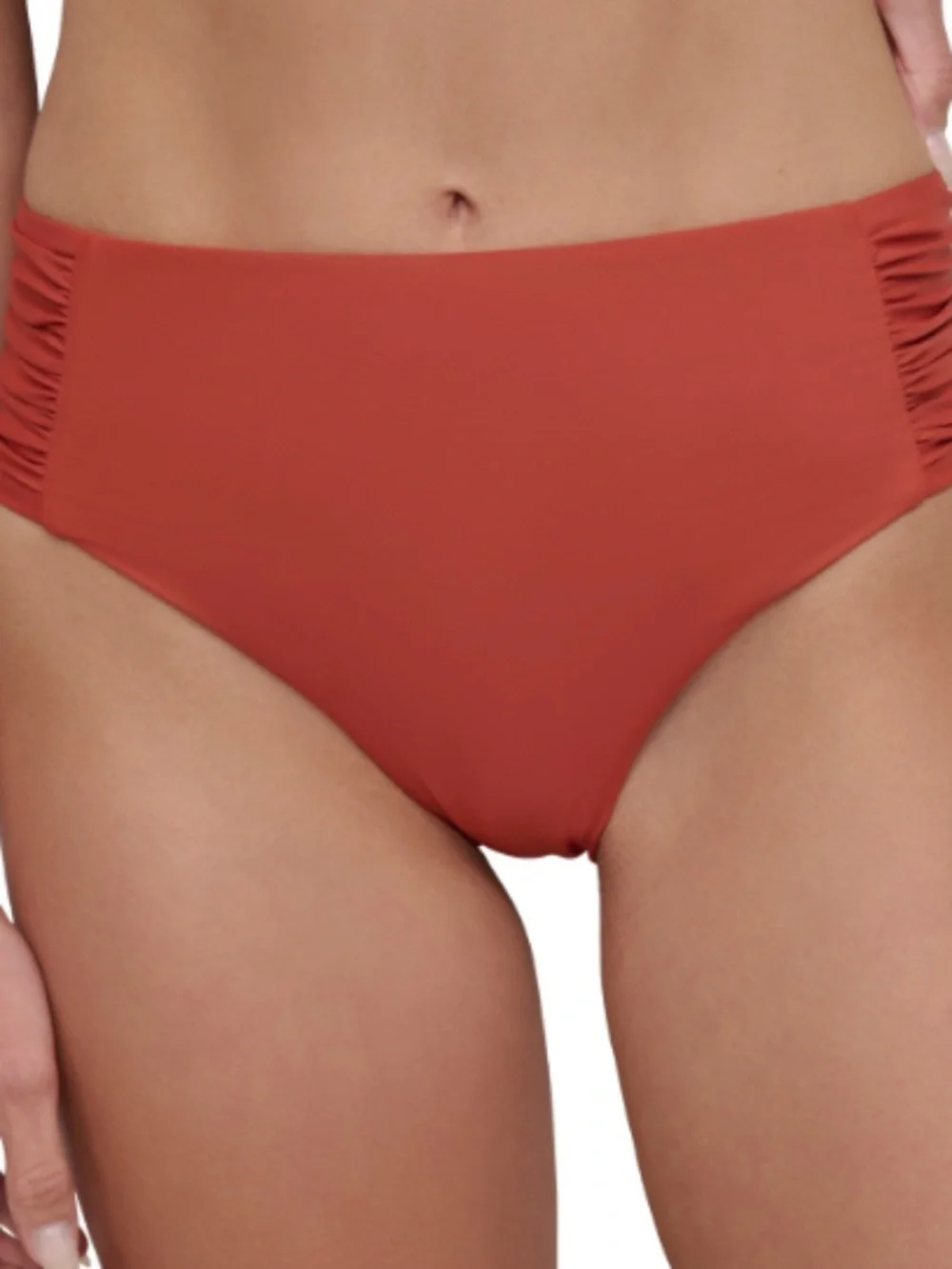 Dkny Women's High-Waist Side-Shirred Bikini Bottoms Brown Size XL 11607